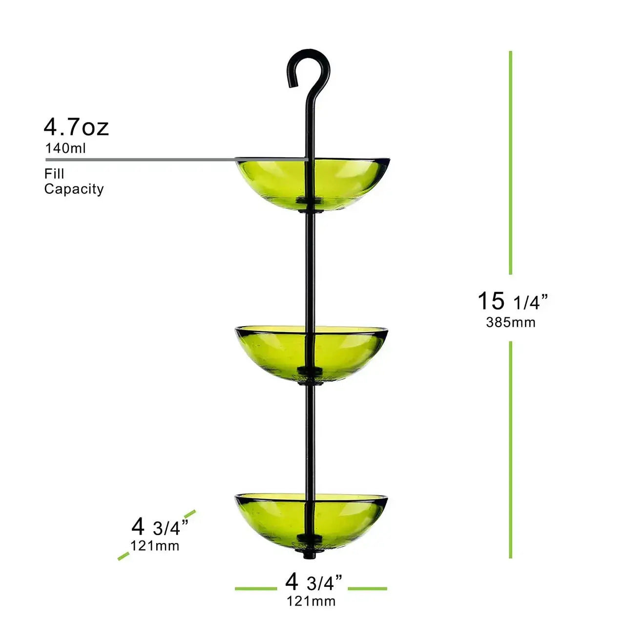 Mosaic Birds Triple Hanging Poppy Feeder Lime