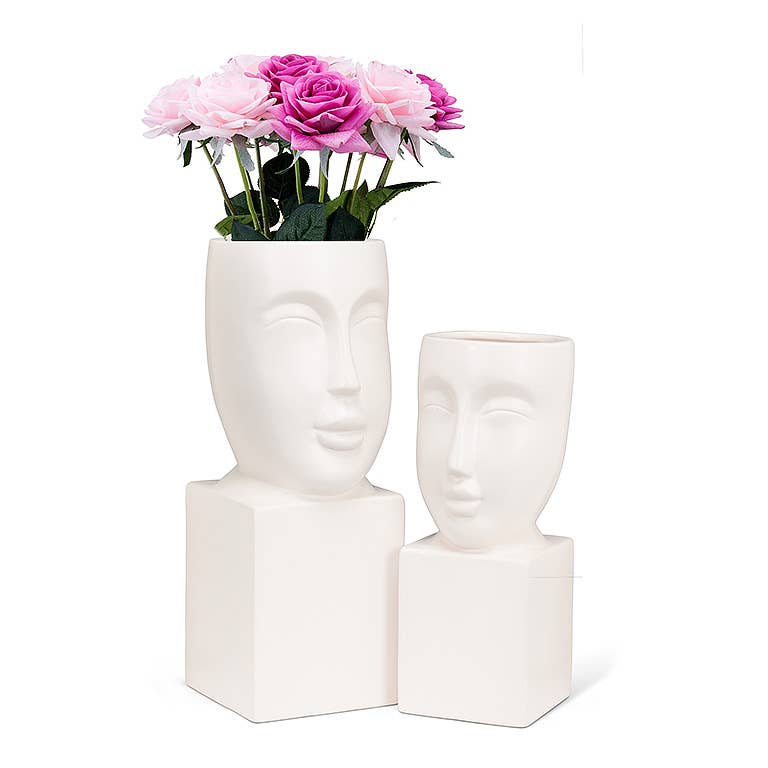 Sm Face Vase on Pedestal-9"H