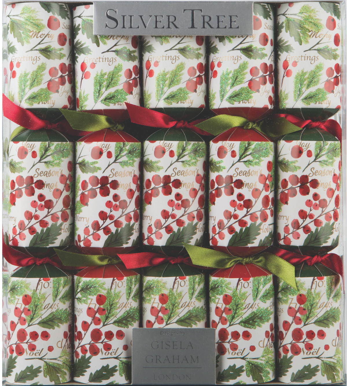 10ct Berries and Watercolor Christmas Crackers