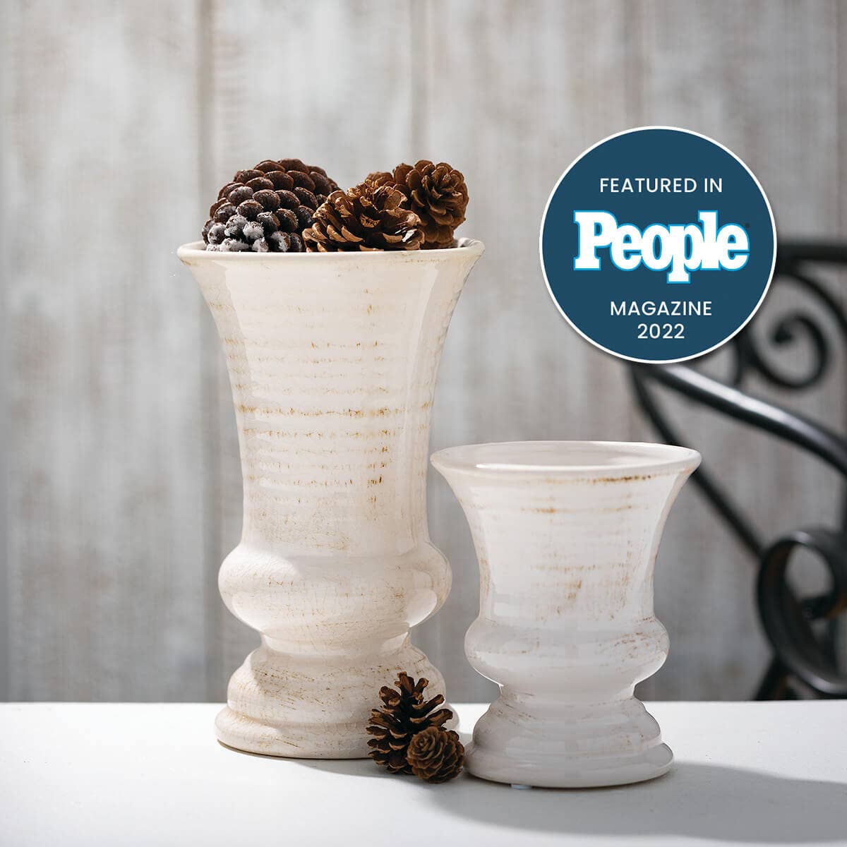 White Ceramic Farmhouse Urn