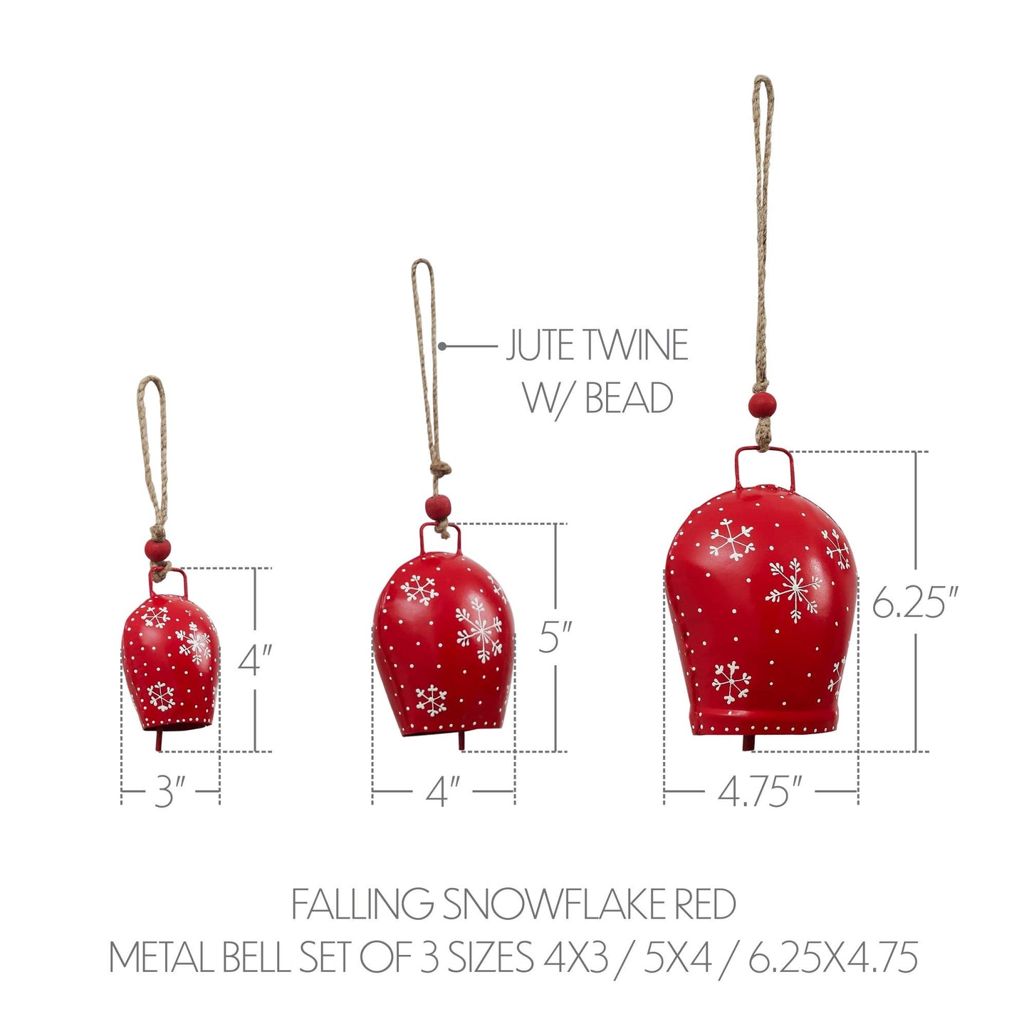Falling Snowflake Red Metal Bells