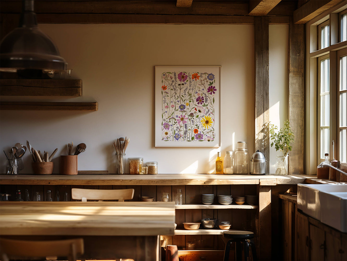 Pressed Flower Art Print - Wildflower Collage