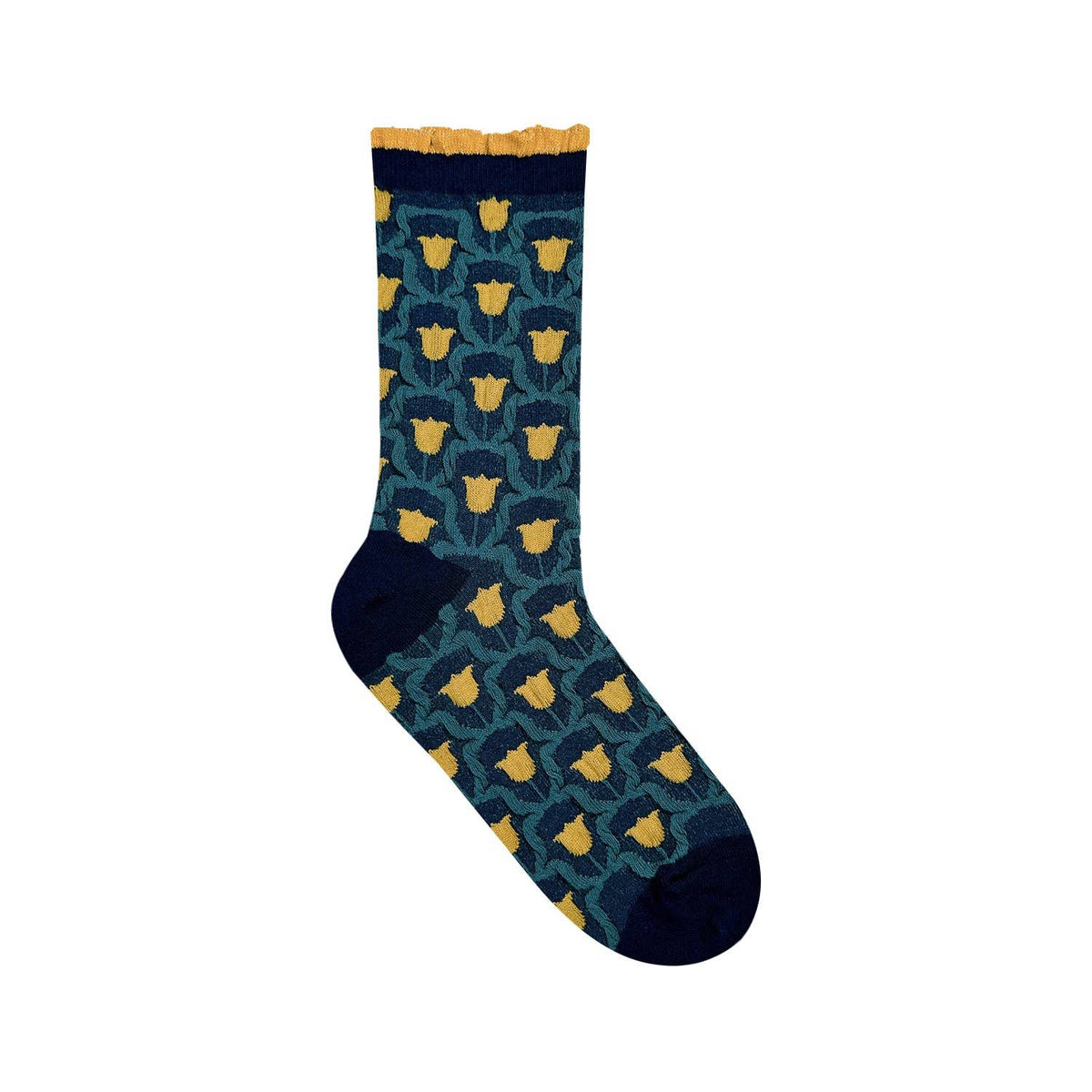 Women's Crew Glitter Frill Flower Socks