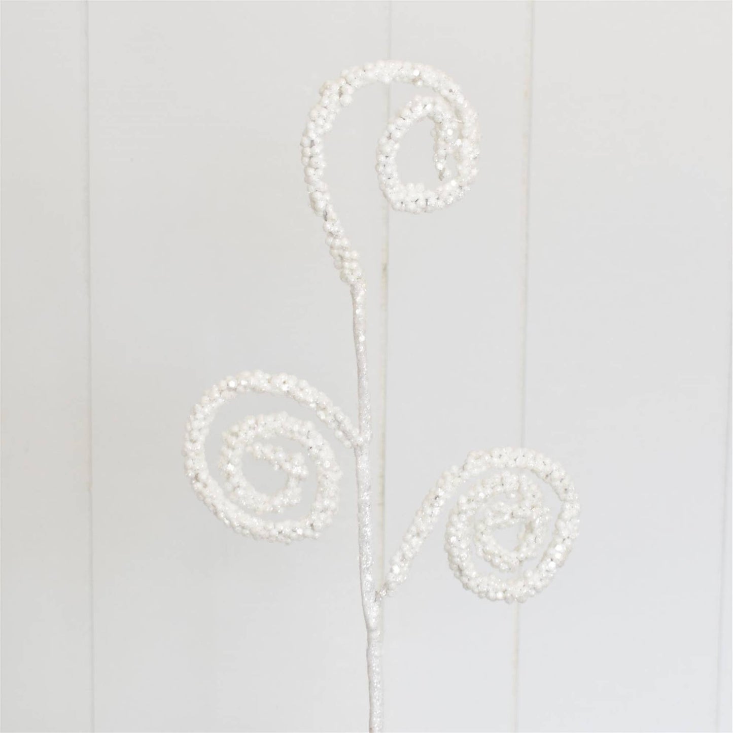 22” Glitter Curled Christmas Spray x 3 - White