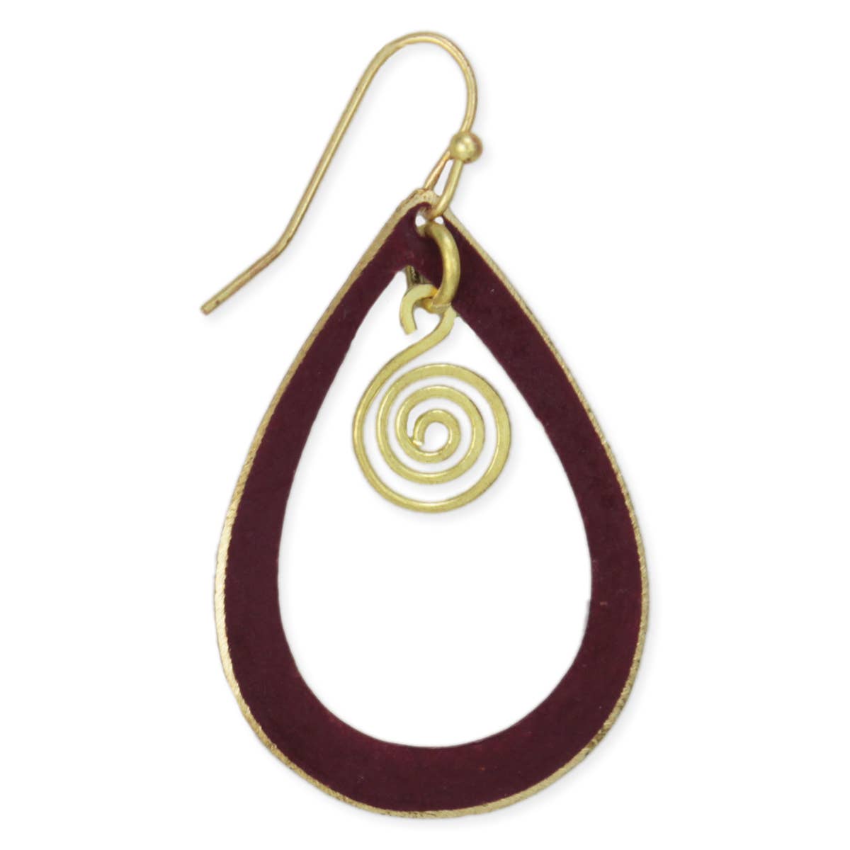 Brass Patina Teardrop Spiral Earrings