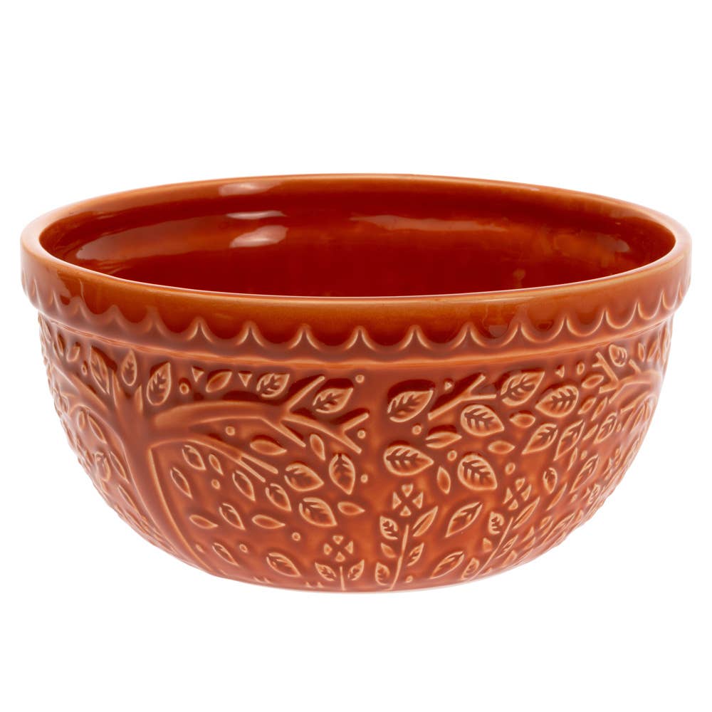 Large Spicy Orange Leaf Embossed Dolomite Bowl Fall Autumn