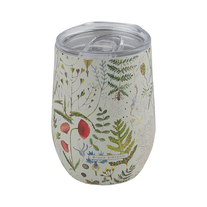 Stemless Insulated Wine Tumbler 12 oz.  - Greens and Flowers