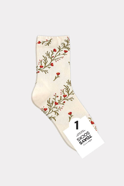 Women's Crew Twist Flower Socks