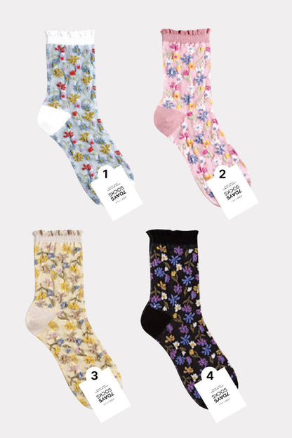 Women's Crew Multi Flower Socks