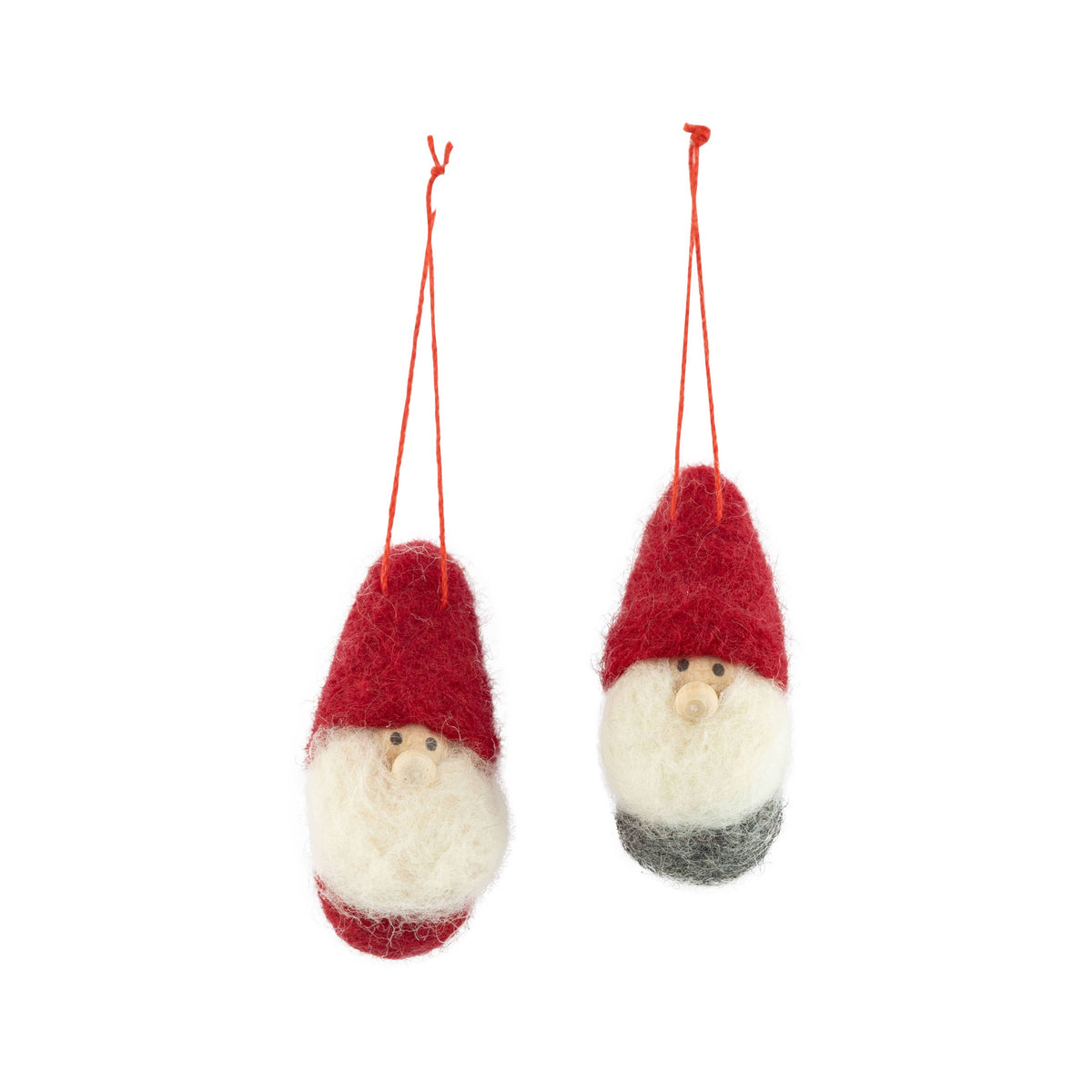 Mini felt gnomes orn, red and grey, 2.75 in