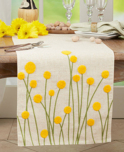 Embroidered Flowers Runner