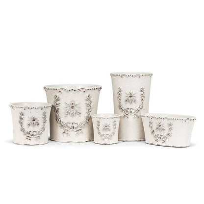 Oval Emboss Bee in Crest Planter-4x8"L