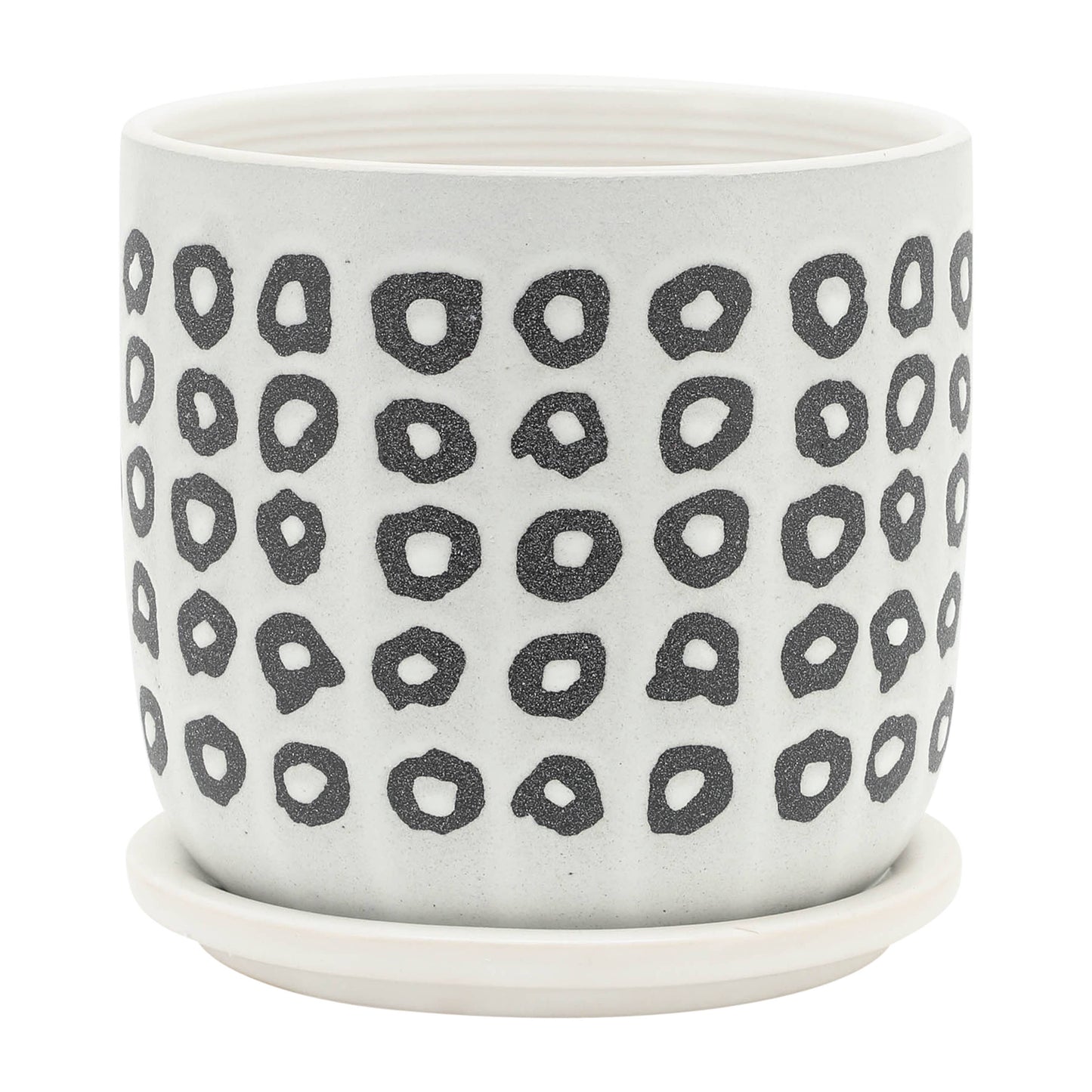 Black Ceramic Aztec Planters Two Sizes 5"/6".