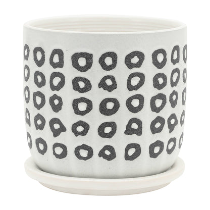 Black Ceramic Aztec Planters Two Sizes 5"/6".