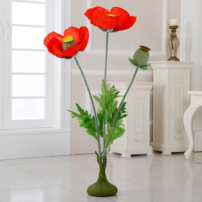 45" Poppy Faux Flower Stem