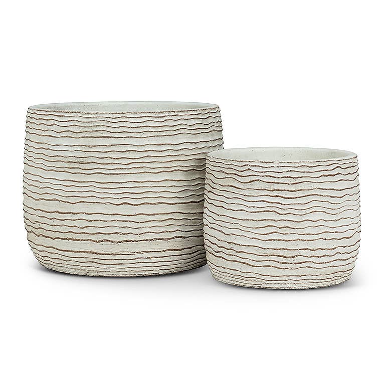 Large White Wavy Ripple Planter