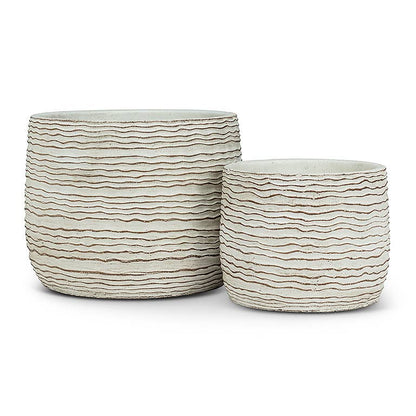 Large White Wavy Ripple Planter