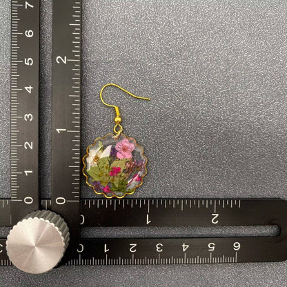 Pressed Dried Flower Dangle Earrings - PDF