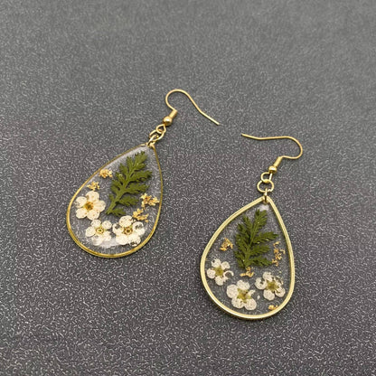 Dried Flowers Floral Drop Dangle Earrings