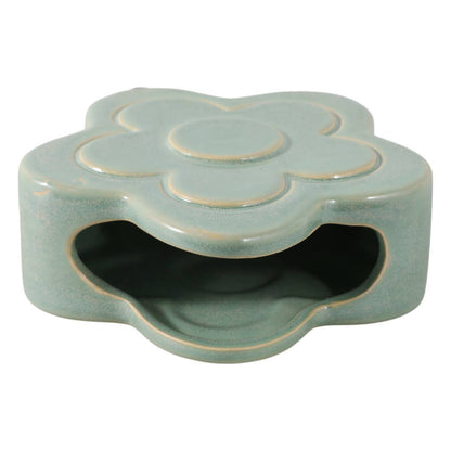Green Ceramic Sculpted Flower Pencil Cup 6"