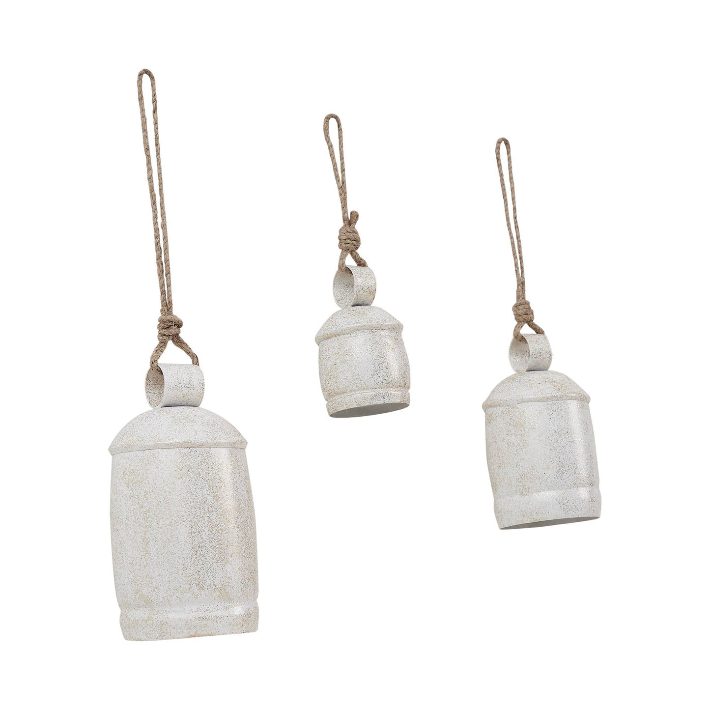 White Washed Gold Glitter Metal Bell Set 3pc