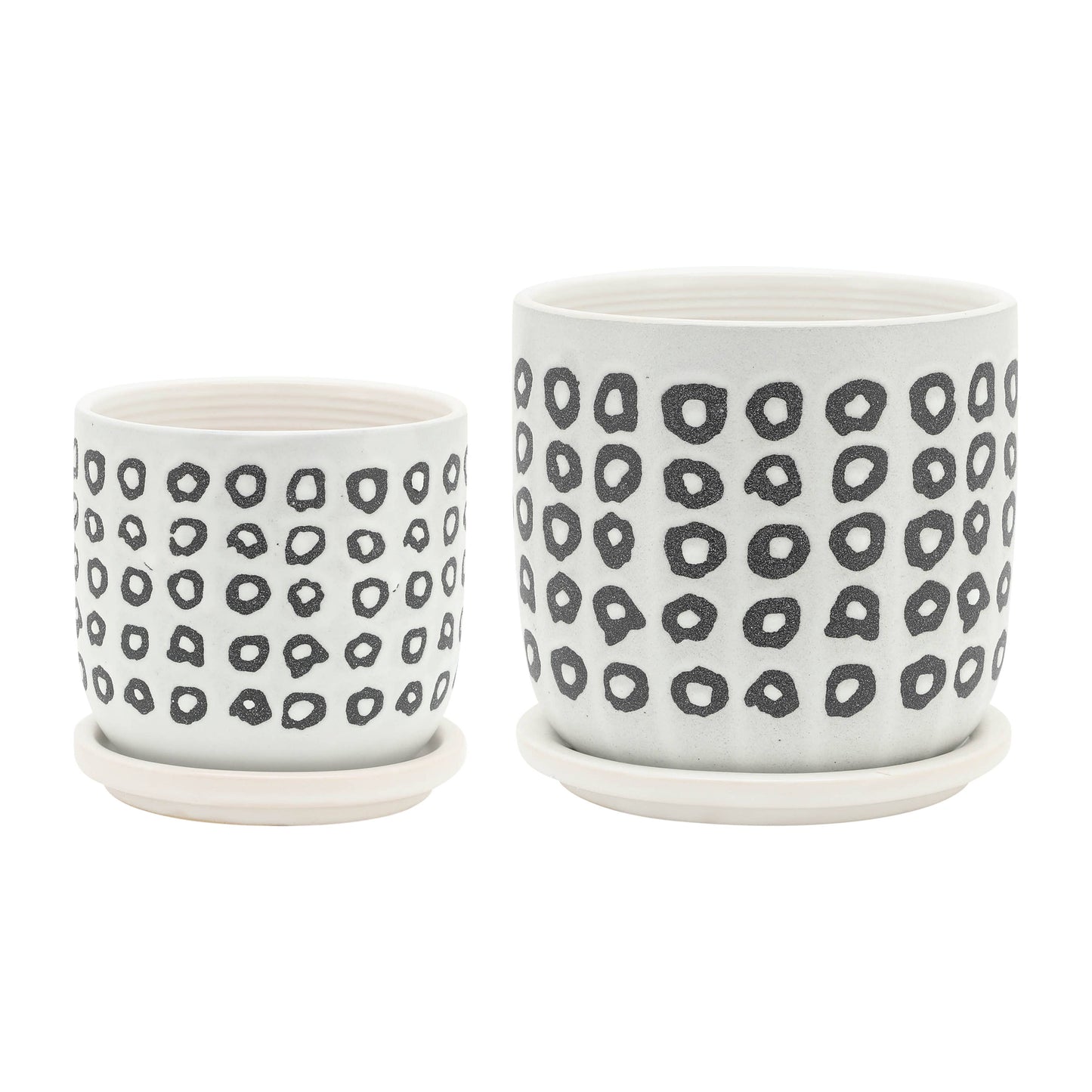 Black Ceramic Aztec Planters Two Sizes 5"/6".