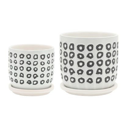 Black Ceramic Aztec Planters Two Sizes 5"/6".