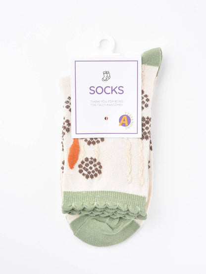 Rufia - Floral Lace Trim Mid-Calf Socks