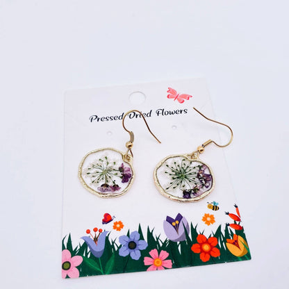 Queen Anne's Lace & Lobularia Maritima Floral Earings