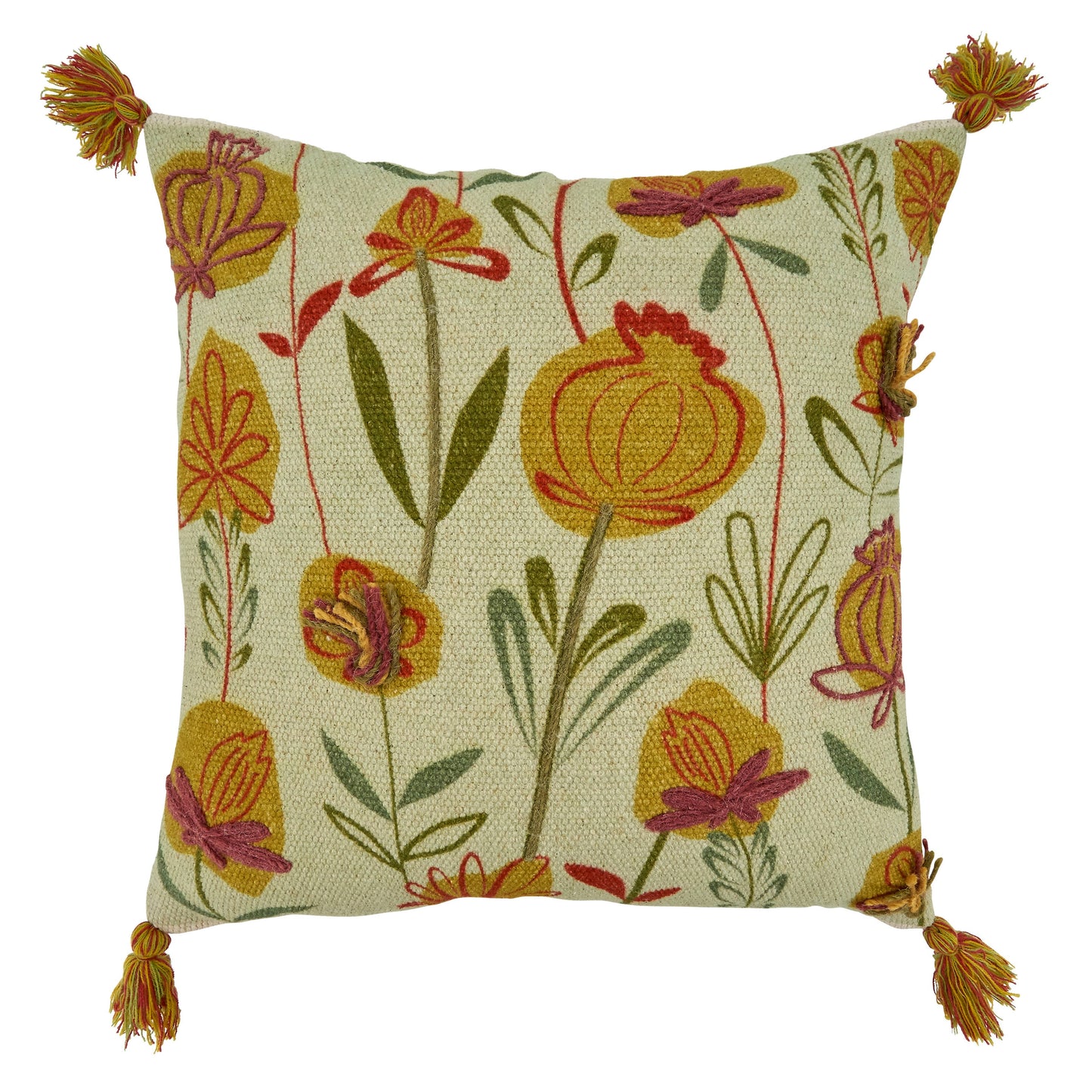 Embroidered Flowers Design Pillow