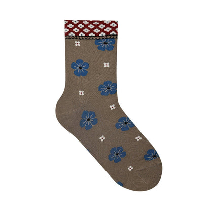 Women's Flower Pattern Crew Socks