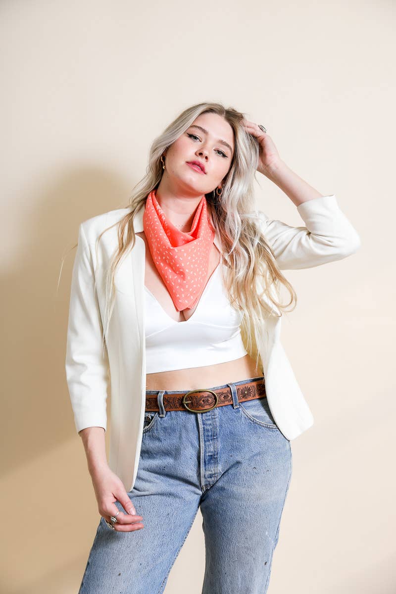 Coral Floral and Dot Cotton Neckerchief