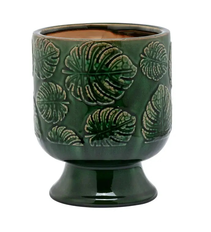 Green Tropical Leaf Pedestal Planter