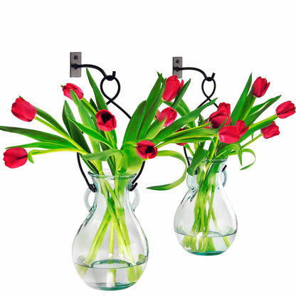 18" French Country Hanging Glass Vase & Wall Hook