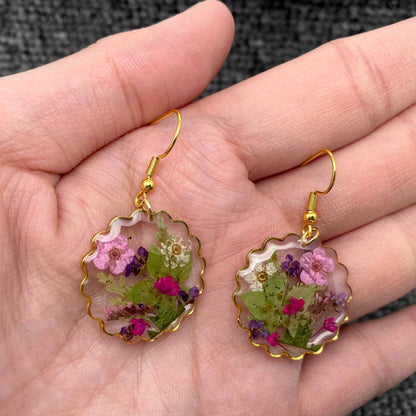 Pressed Dried Flower Dangle Earrings - PDF
