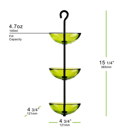 Mosaic Birds Triple Hanging Poppy Feeder Lime
