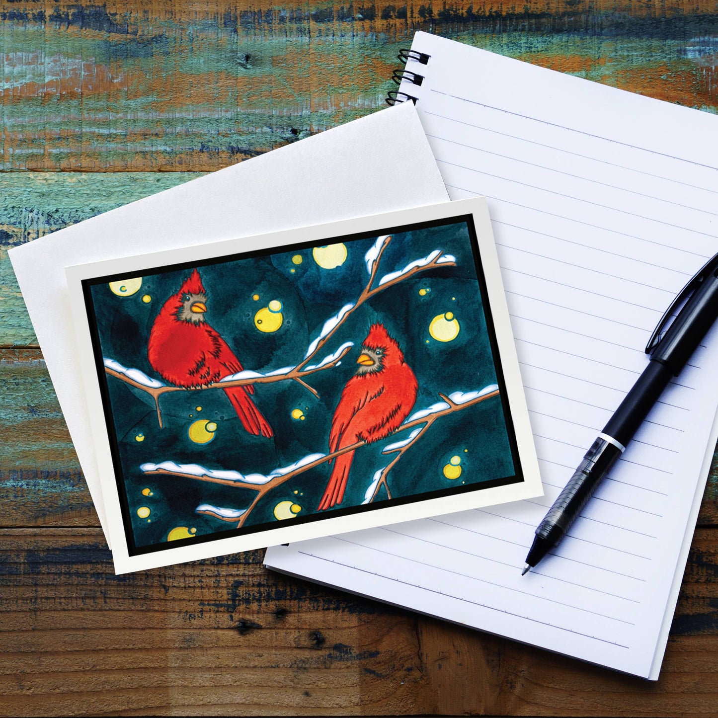 Greeting Card Winter Cardinals