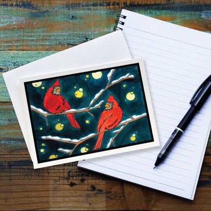 Greeting Card Winter Cardinals