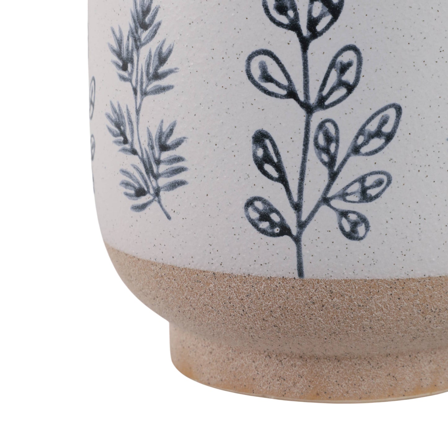 Plant Pots Blue & White Ceramic Painted Leaf Two Sizes 6"/8 "