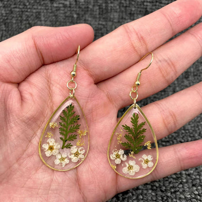 Dried Flowers Floral Drop Dangle Earrings