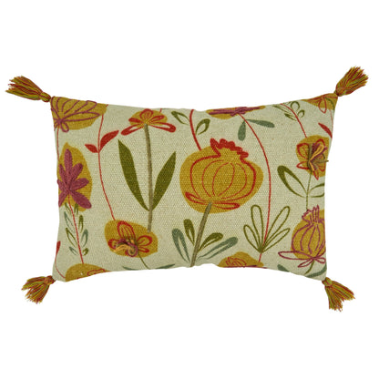 Embroidered Flowers Design Pillow