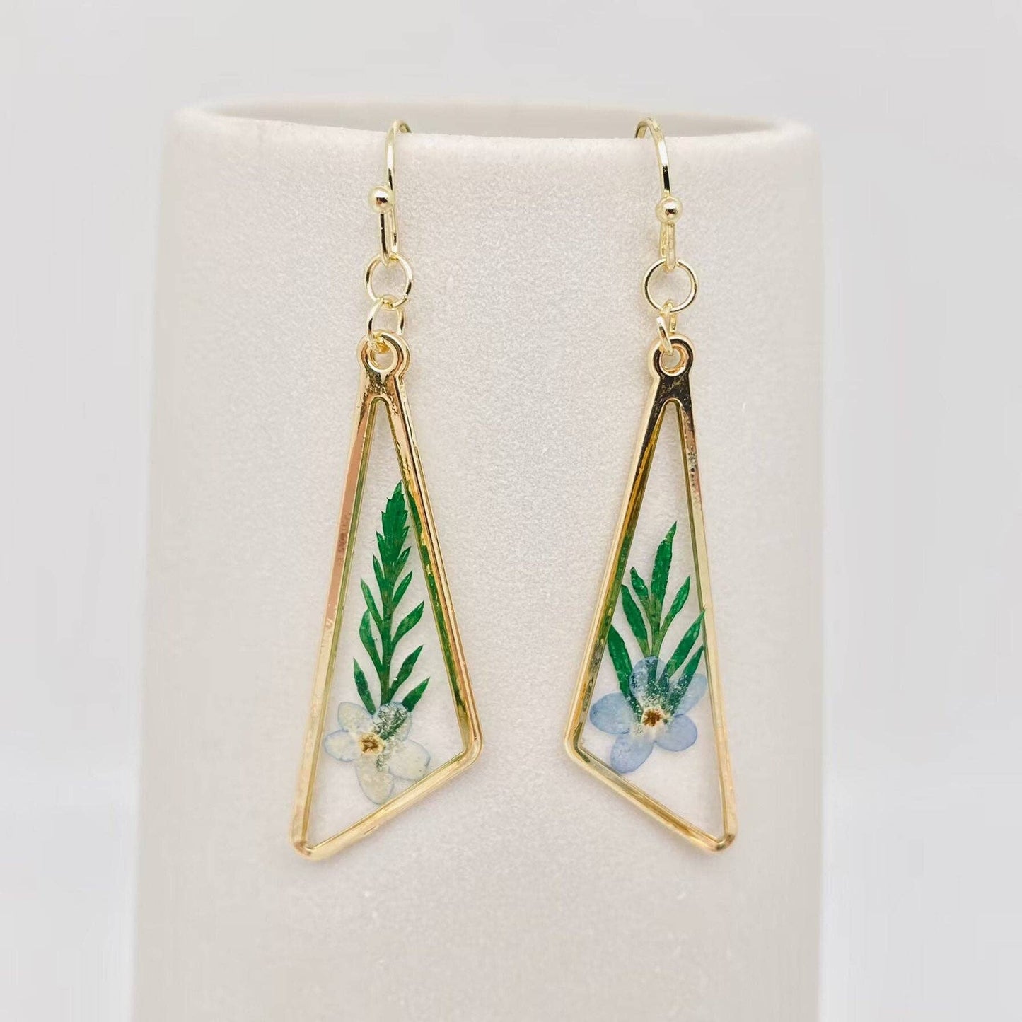 Dried Flower Myosotis Sylvatica Pressed Plant Earrings