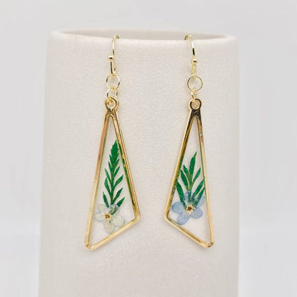 Dried Flower Myosotis Sylvatica Pressed Plant Earrings