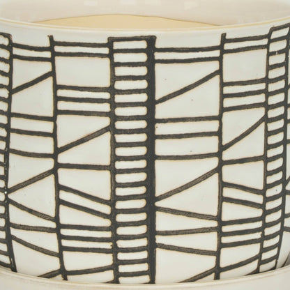 Beige Ceramic Geometric Planter & Saucer Two Sizes 6"/8"