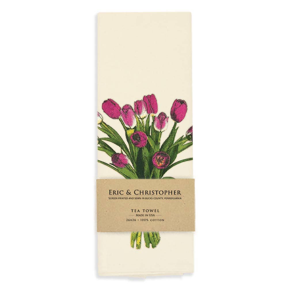 Spring Tulips Tea Towel Magenta
