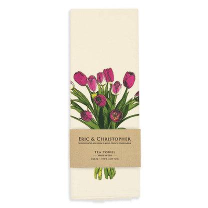 Spring Tulips Tea Towel Magenta