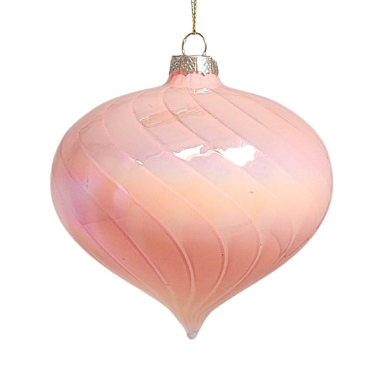 Swirl Glass Onion Finial Ornament - Pink 4"