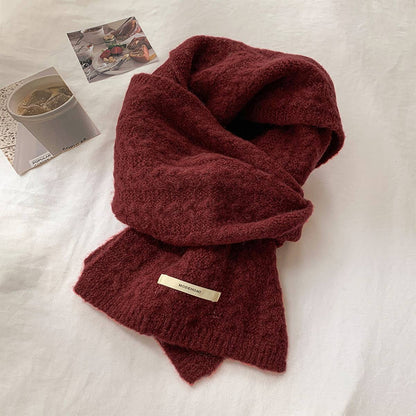 Avocado Green Wool Cable Knit Winter Scarf
