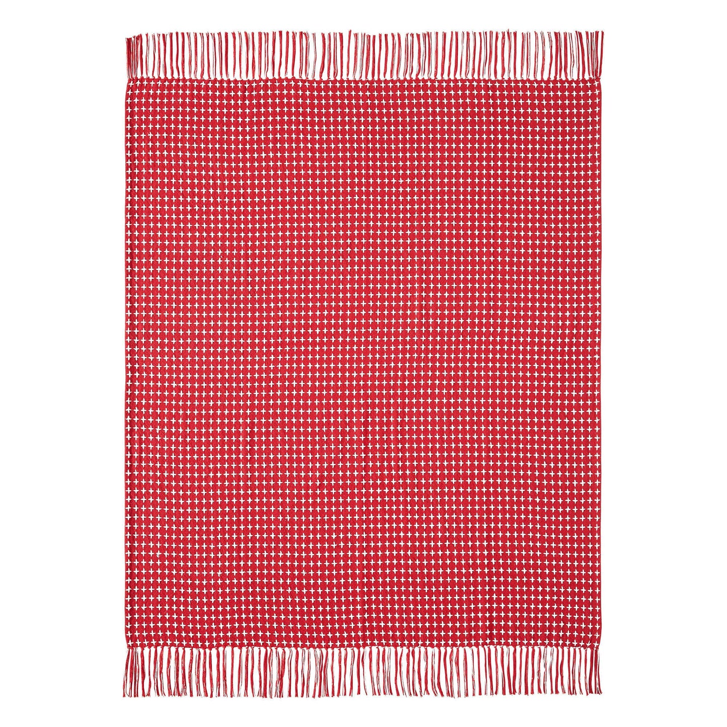 Gallen Red White Woven Throw 50x60