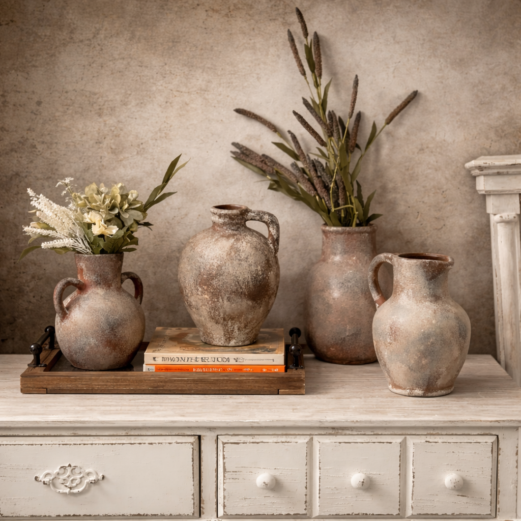 Rustic Aged Terracotta Vase